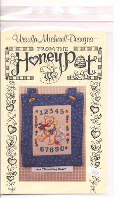 SALE! Ursula Michael Designs COUNTING BEAR Cross Stitch Chart ~ teddy bear / cat