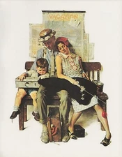 1977 VINTAGE NORMAN ROCKWELL "HOME FROM VACATION" MINI POSTER COLOR Lithograph