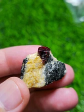 97 Carat Red Zircon on Matrix, Natural Zircon Crystals Specimen Afghanistan