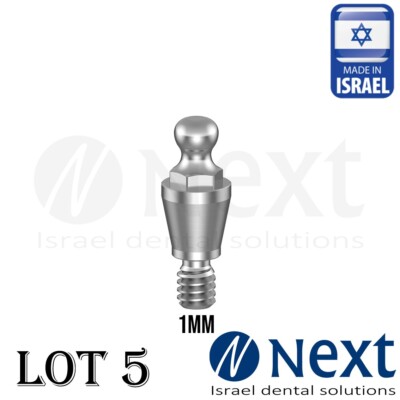 lot x 5 Ball Attachment abutment Hiossen Regular conical compatible  1mm