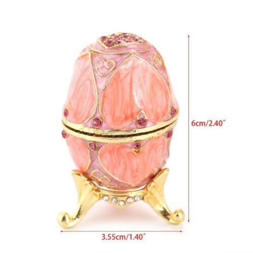 Portagioie Metallo Multicolore Uovo Faberge Piccolo Moderno Intagliato Smaltato Decorazione Regalo - Foto 17 di 17