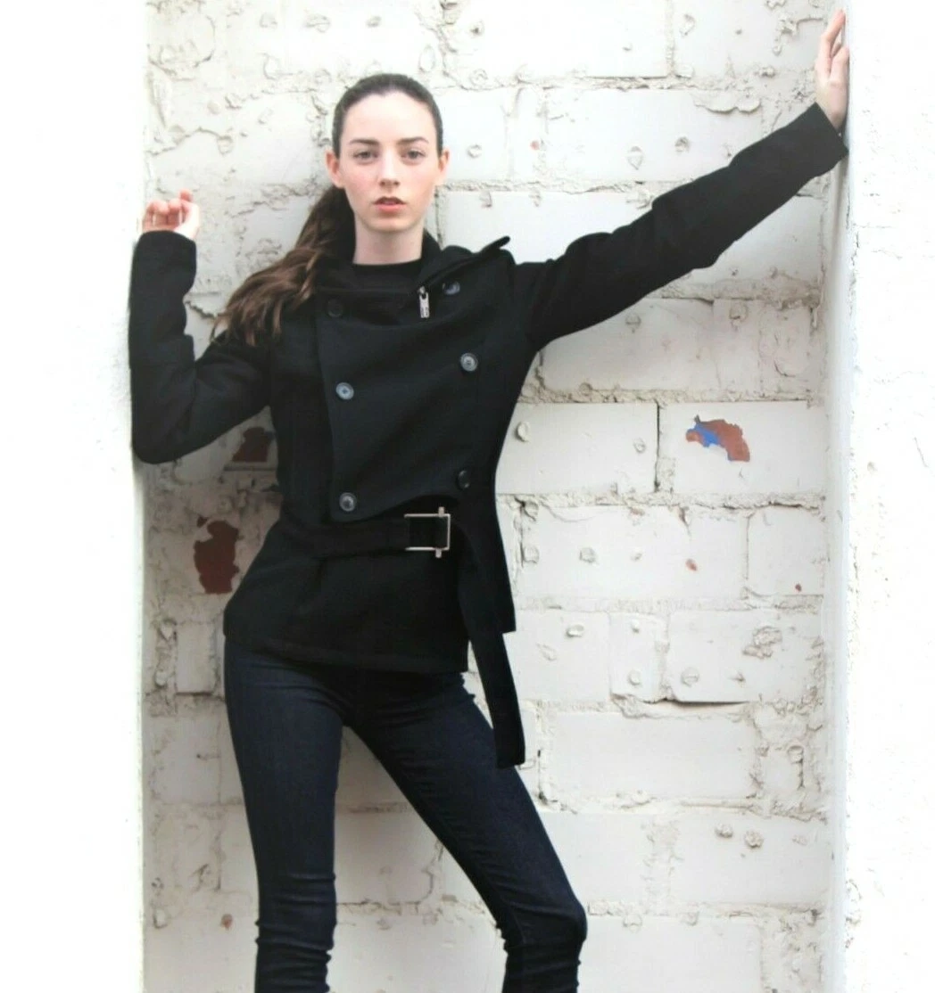 Dirk Bikkembergs Jacket Size 42 Women black wool belted avant garde