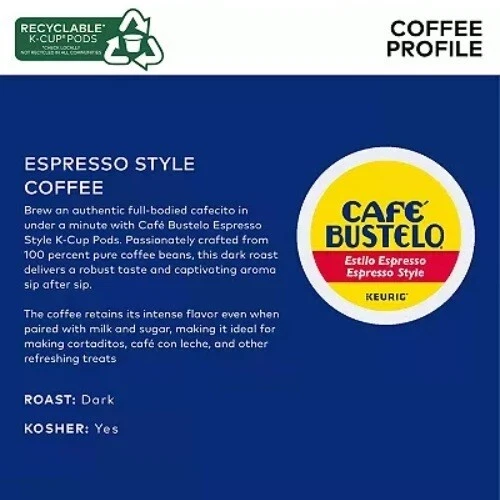 Café Bustelo Espresso Style Dark Roast Coffee K-Cup Pods, 96 Count - Image 4 of 4
