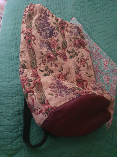 Extra Large Vintage Woven Tapestry Bag Backpack Holdall Buttonwood Design H50cm - Picture 19 of 21