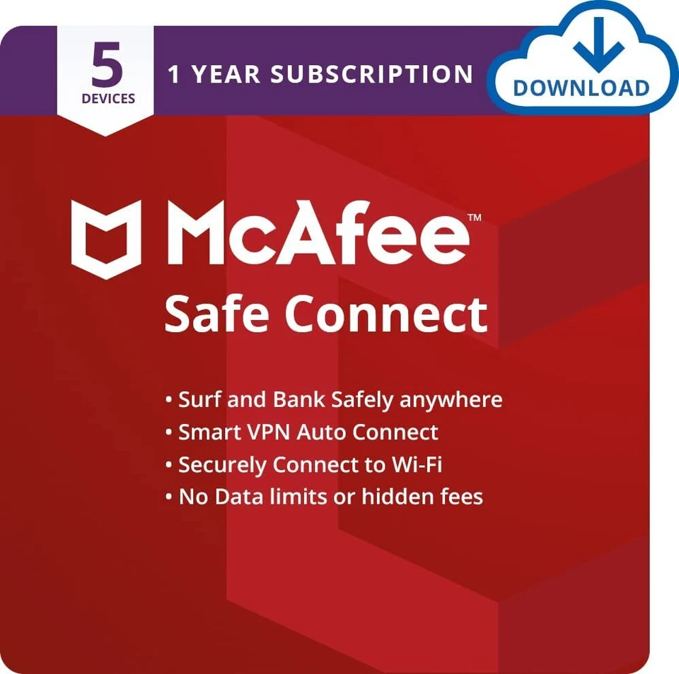 McAfee Premium VPN Safe Connect 2025 5 Device 1 Year 5 Minute Delivery by Email - Image 2 of 4
