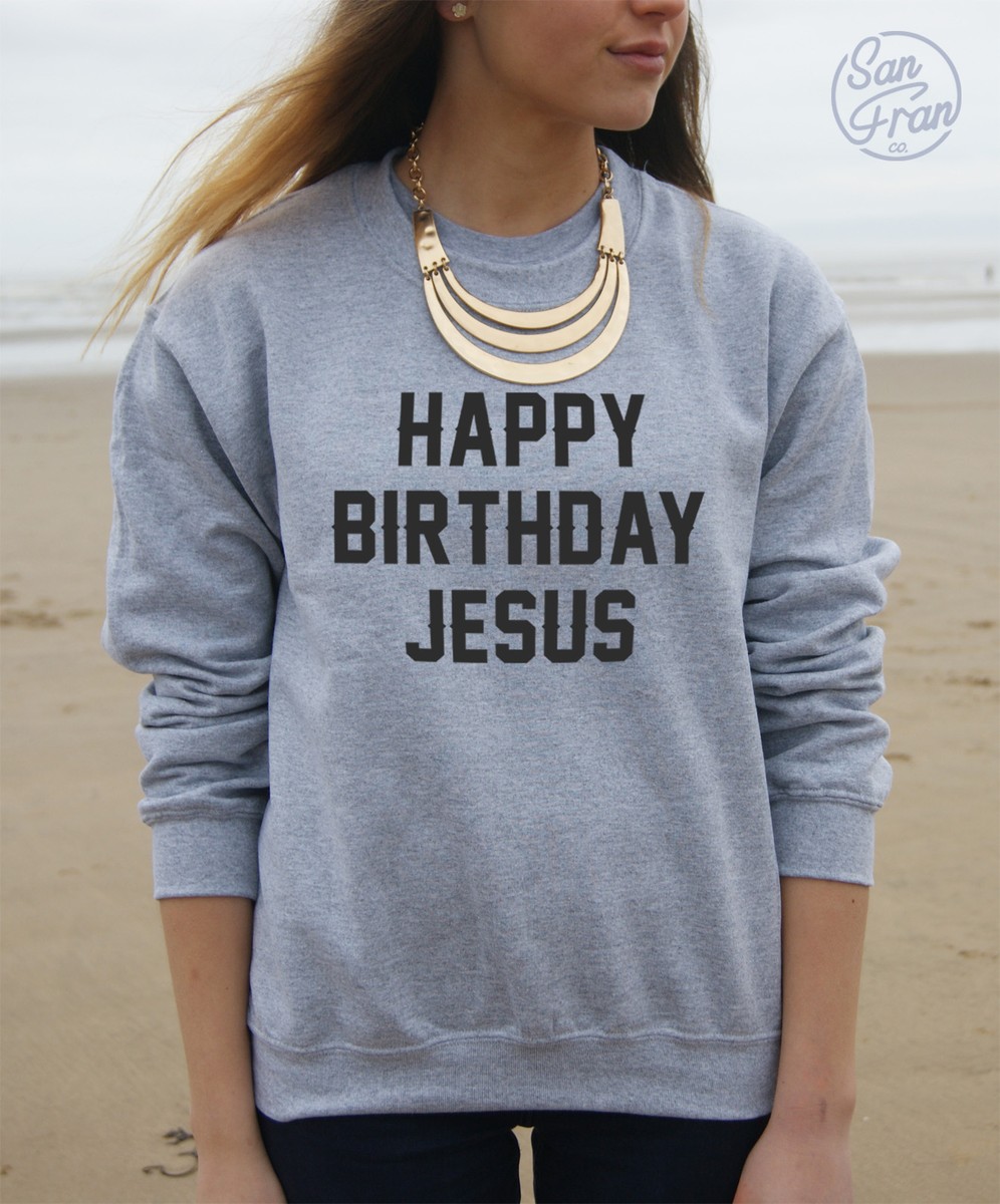 HAPPY BIRTHDAY JESUS Christmas Jumper Sweater Top santa festive t-shirt  funny*