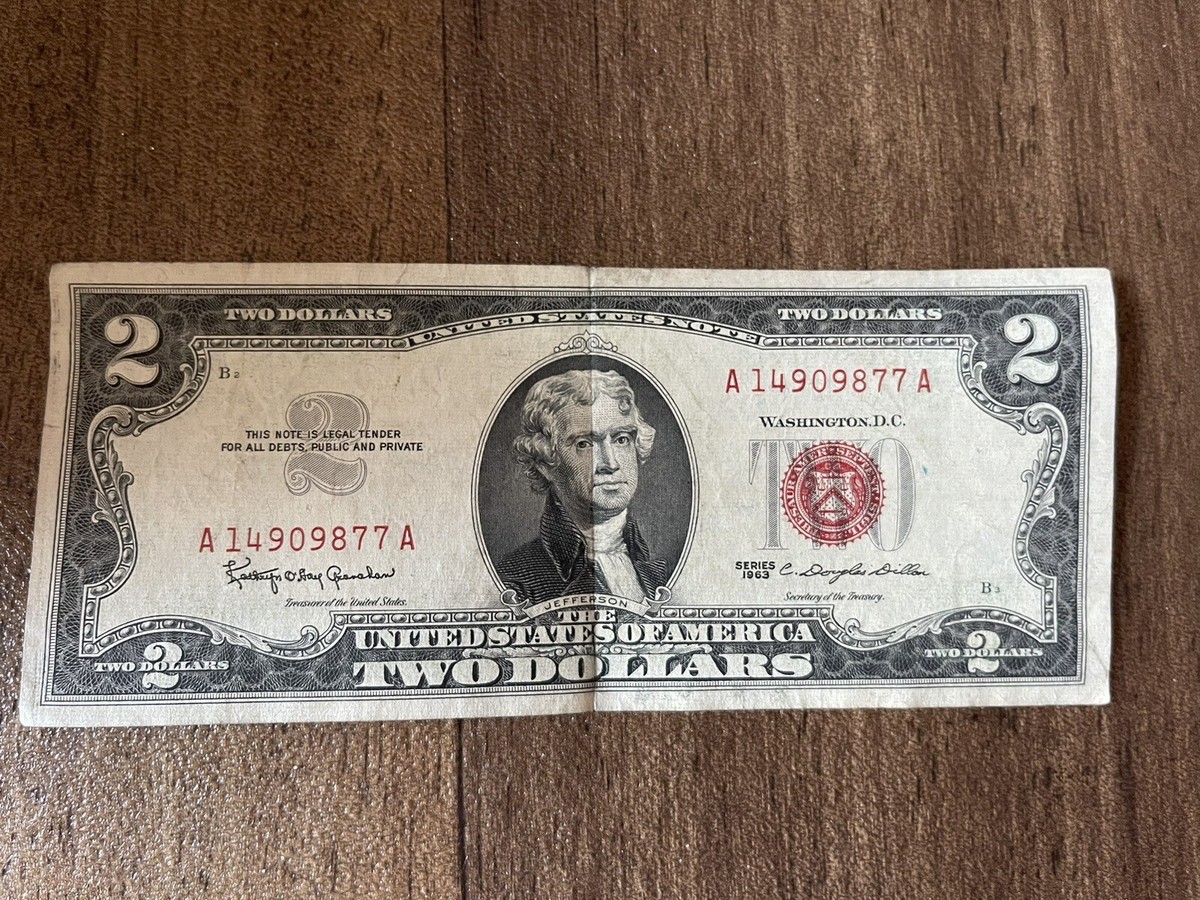 RARE United States Note $2 Two Dollar Bill Series 1963 Red Seal | eBay
