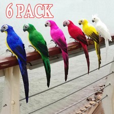 6x Fake Artificial Parrot Feather Bird Parrot Garden Home Yard Lawn Ornaments US