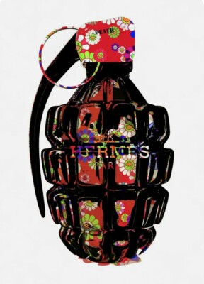 DEATH NYC ltd ed signed street graffiti art print 45x32cm murakami grenade red