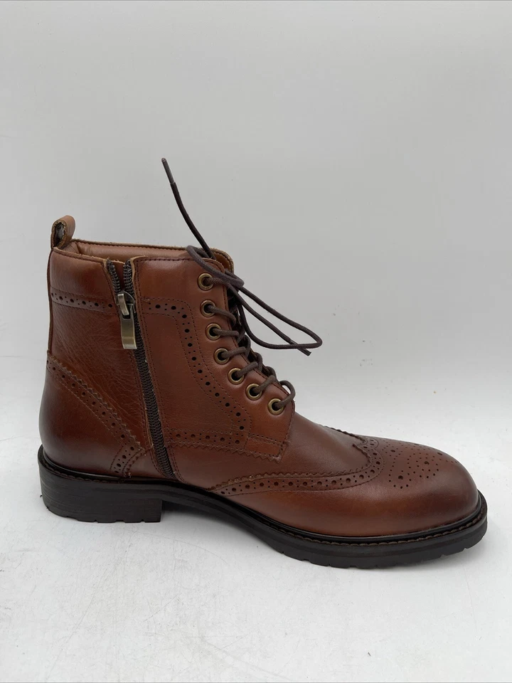 Botas de tornozelo Saks Fifth Avenue Arrezzo couro ponta de asa marrom tamanho 7,5M - Imagem 2 de 4