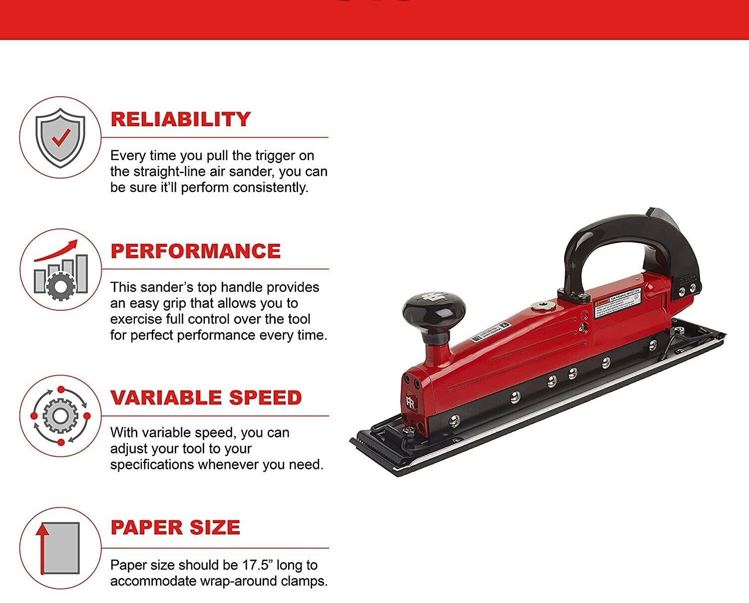 Heavy Duty Straight Line Air Sander for Car Restoration Sanding Auto