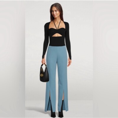 Jonathan Simkhai Chase Straight High-Rise Celeste Blue Pants Size Xtra-Small