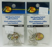 Bass Pro Shops Ball Bearing Swivel with Coastlock Size #3 Two packs of 4 BPS675