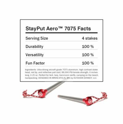 StayPut! Aero 6 Pali Da TendaLeggeri In Alluminio 7075 Rossi | Picchetti Professionali
