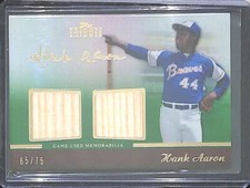 2011 Topps Tribute Green Dual Relic #TDR-HA Hank Aaron No 65 of 75