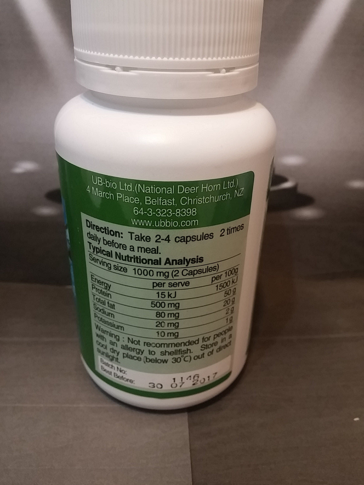 UbBio Green Lipped Mussel Live 500mg 100 Capsules Joint Arthritis