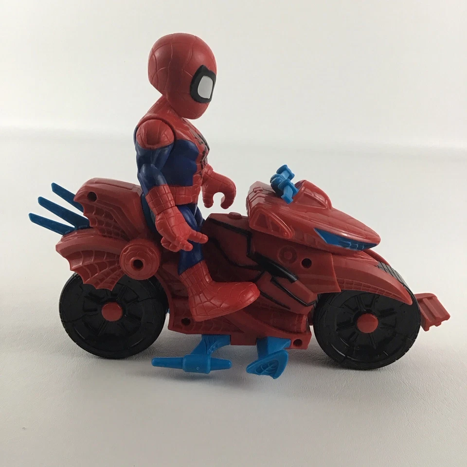Marvel Super Hero Adventures Spider-Man 5" Figura Swingin Speeder Moto Lote Foto 4 de 4