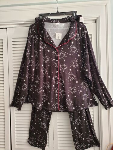 Hanes 2 Piece Long Sleeve Pajamas Set - New 3X - Very Soft - Black White