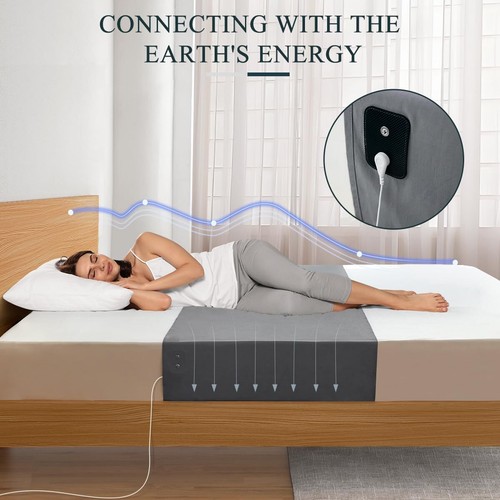 Sábanas de puesta a tierra, alfombrilla de puesta a tierra para cama almohadilla de sábanas con conexión a tierra 10 % fibra plateada - Imagen 7 de 12