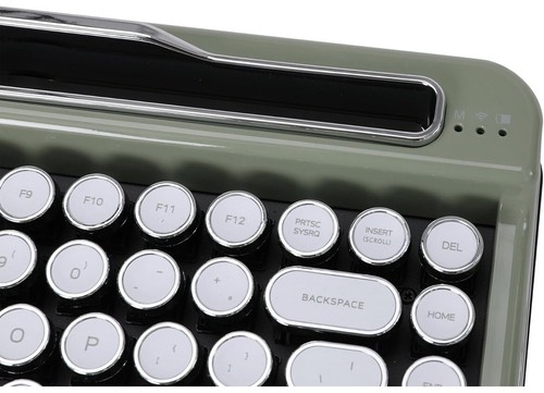 Clavier Bluetooth Penna avec capuchon blanc chromé style machine à écrire vintage vert - Photo 2/10