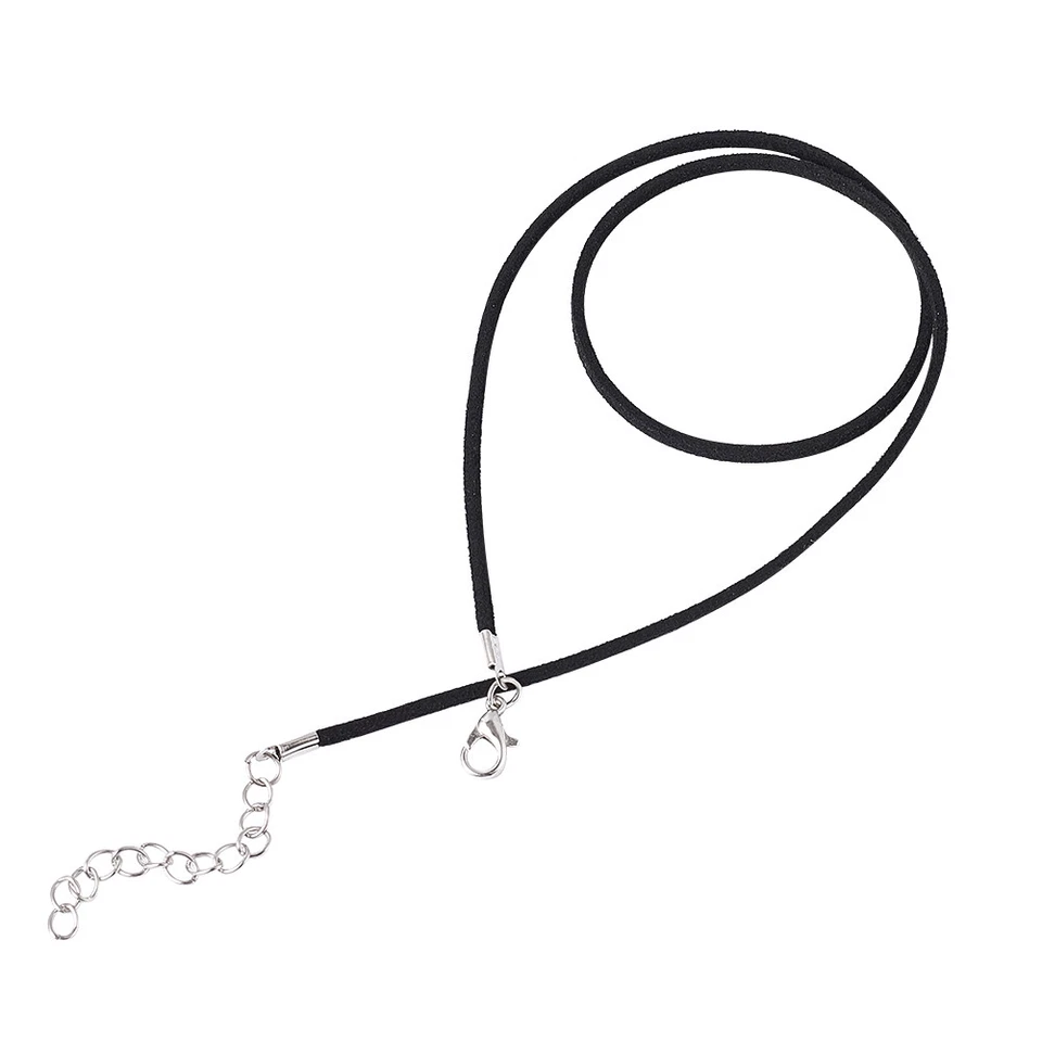 100 Hebras 17.7" Imitación Gamuza Cordón Collares Bases Hierro Langosta Cierre Negro 2.5mm Foto 3 de 4