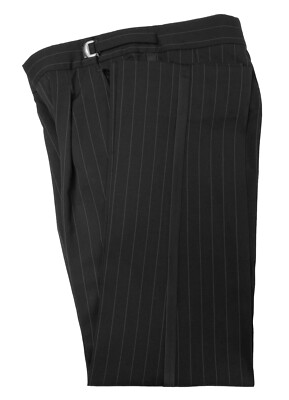 スラックス Pleddy Hem Strap Wide Banding Slacks (2color) Men's High Quality Wool Black Tuxedo Pants Pinstriped with