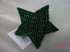 12 Napkin Rings  Beaded  Green   Star    NEW