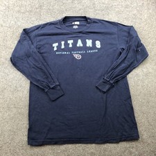 Tennessee Titans Shirt Men Medium Blue Spell Out Long Sleeve Football Casual *