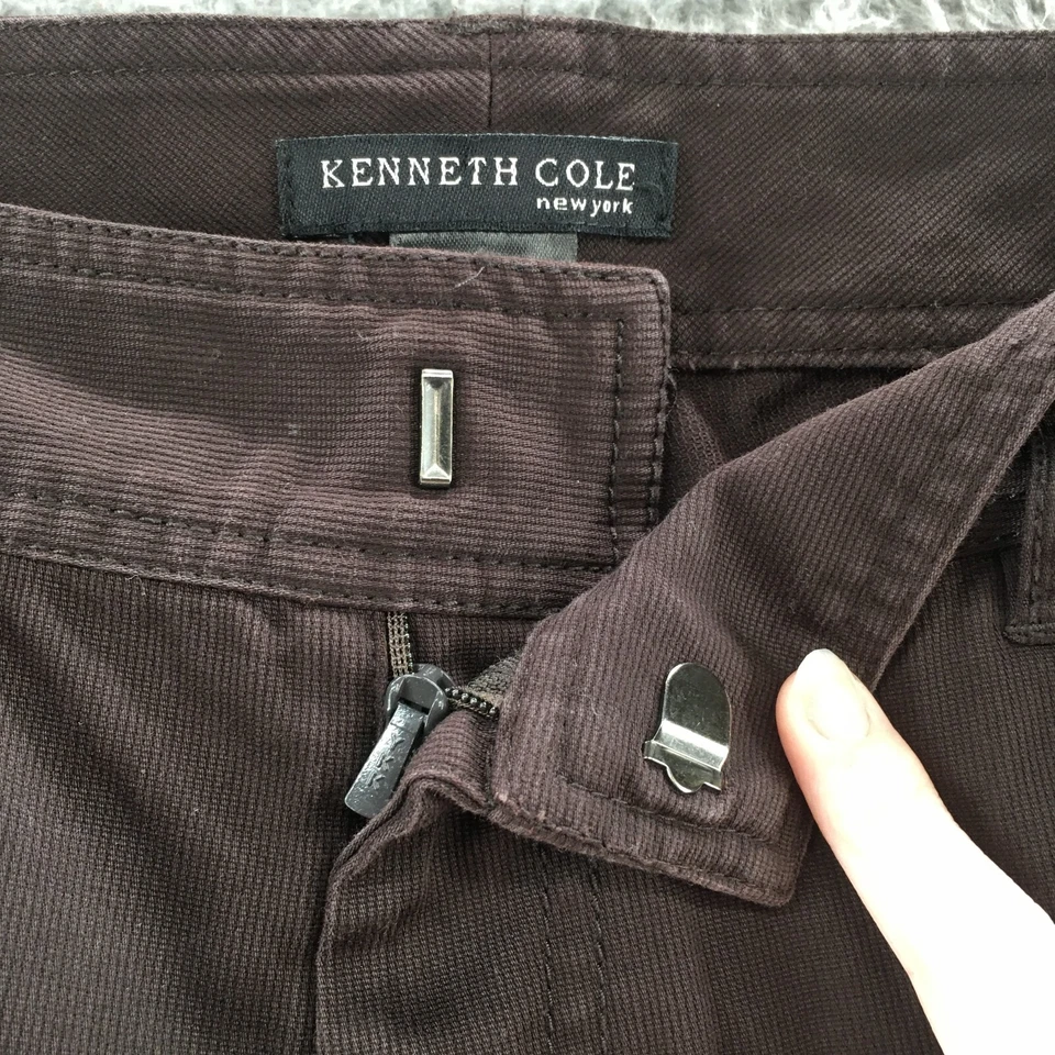 Kenneth Cole Tori Wide-Leg Pants Womens 8 (actual 32x32) Brown Cotton Blend Zip - Image 3 of 4