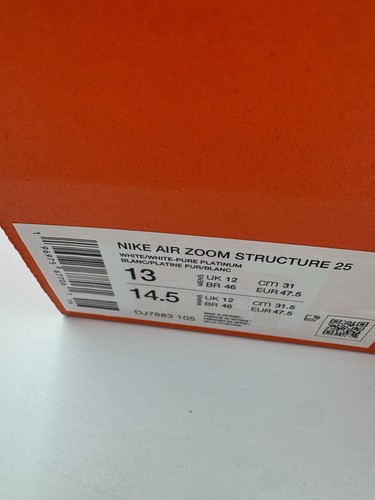 Nike Air Zoom Structure 25 White Pure Platinum BRAND NEW Size 13 - Picture 8 of 8