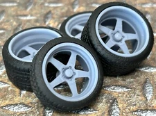 1/24 Scale:  21/20 Inch “Weld Ventura” Wheels With Wide Rear Street Tires; Resin