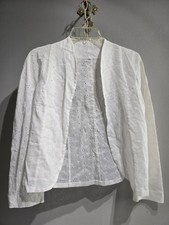 Vintage White Eyelet Blazer Open Face Jacket Lightweight Handmade M/L Eurosummer