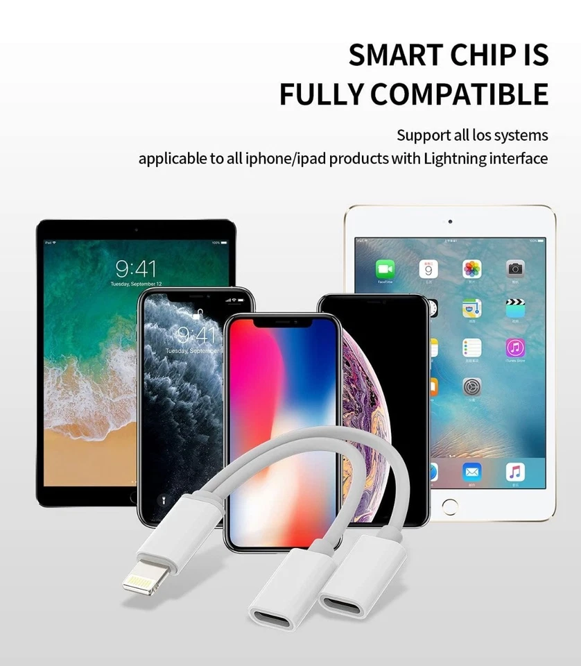 Adaptador de Auriculares Compatible para Auriculares 8pin Y Cargador para Iphone Foto 4 de 4