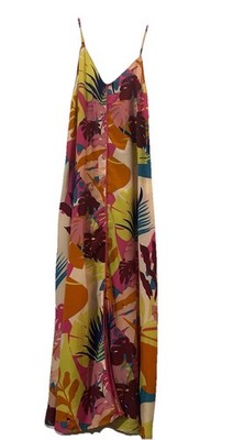 NWT Resort Wear Tropical True Destinations Maxi Dress Med Multicolored Foliage