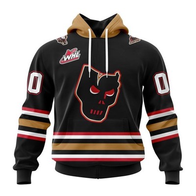Personalize Calgary Hitmen 2025/26 Black Design Hoodie Pullover T-Shirt Fan Gear