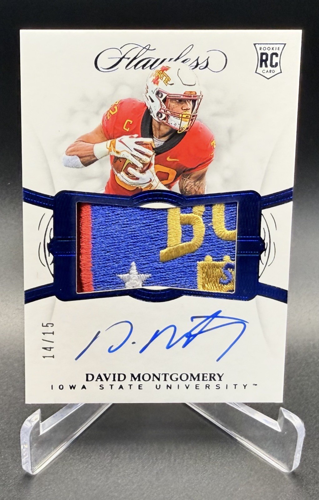 🔥 2019 Flawless David Montgomery /15 ROOKIE PLAYER WORN / EBay 1/1 LOGO RPA 🔥