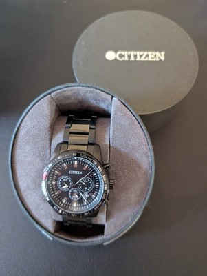 Citizen Mens Chronograph Watch Black Dial Tachymeter Date 0520-S099013 w/ Box