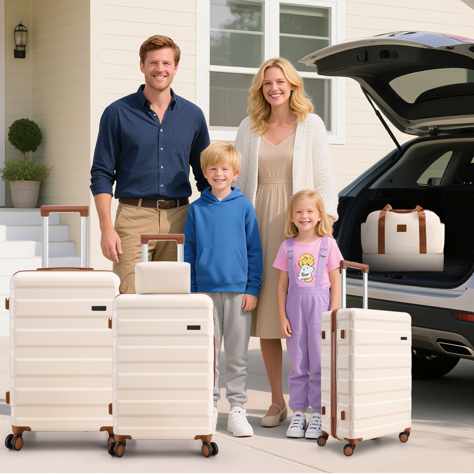 3/5 Piece Luggage Set Expandable ABS+PC Hardshell Carry on with Spinner & TSA#