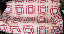 Vintage Handmade Quilt Red/blue Machine Quilted