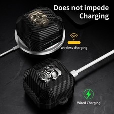 Carbon Fiber Skin Skull Lock TPU Earphone Case For Samsung Buds4 Pro / Buds4