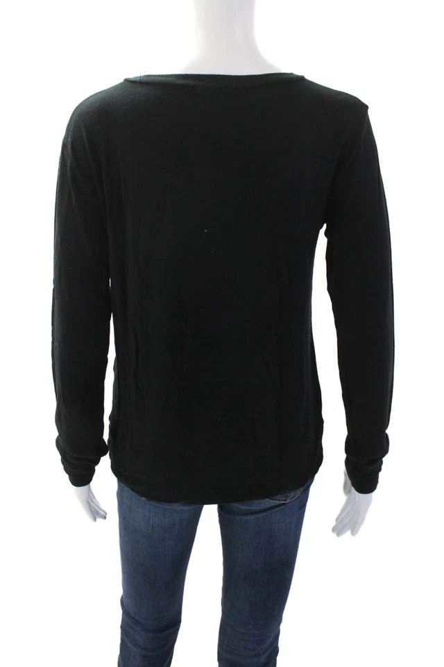 Blusa de malha LNA feminina texturizada gola redonda manga longa casual preta tamanho XS - Imagem 3 de 4