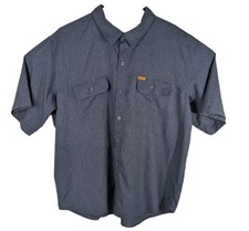 Orvis Navy Blue Button Short Sleeve Stretch Shirt Mens 2XL XXL Hiking Fishing