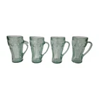 Vintage Coca Cola Libbey Georgia Green Glass Soda Fountain Mugs Set of 4 Embosse
