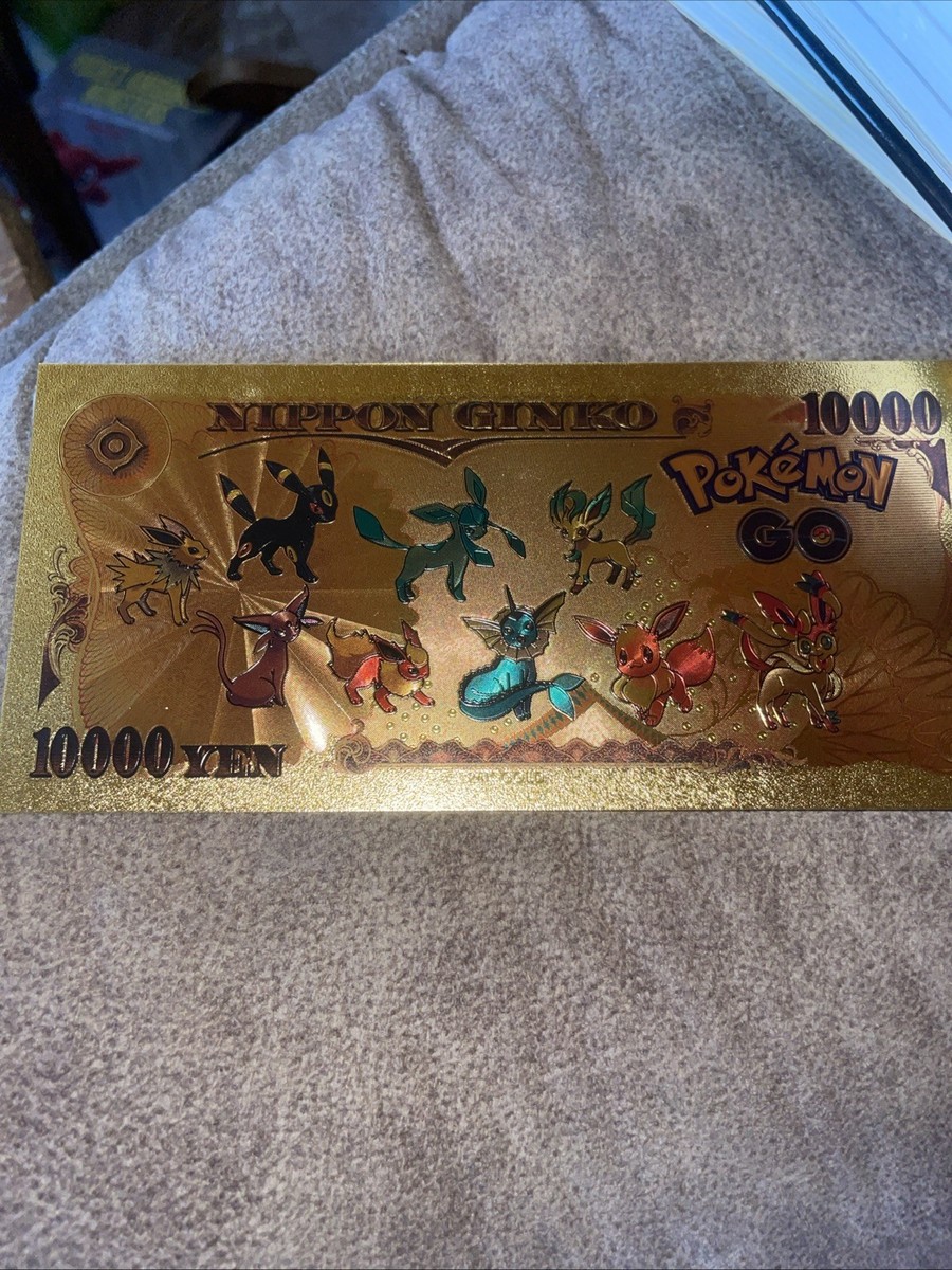 2-24k Gold Foil Plated Nippon Ginko 10000 Pokemon Banknote