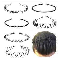 Metal Headbands for Men Fashion Headband Women, Unisex Wavy A-New 6pcs