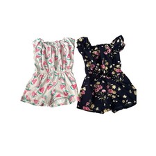 Gap Kids and Old Navy Girls 6-7 Romper Bundle Puff Sleeve Pockets Elastic Waist