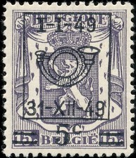 Zgrill89 Belgium Precancel W/Overprint Stamp Coat of Arms 1949 MLH