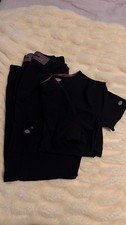 Dickies Black Solid Medical Scrub Set Short Sleeve Top Pants Unisex