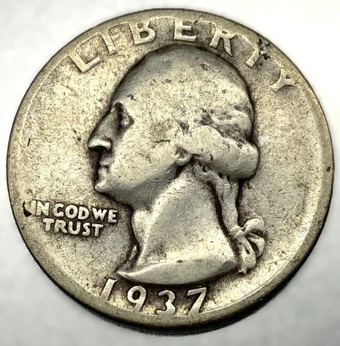 New Listing1937 P Washington 90% Silver Quarter Circulated Condition 25c US Coin - 3350