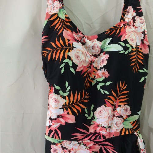 Costume da bagno Eomenie 2XL floreale nero rosa pezzo unico spalline regolabili - Foto 3 di 7